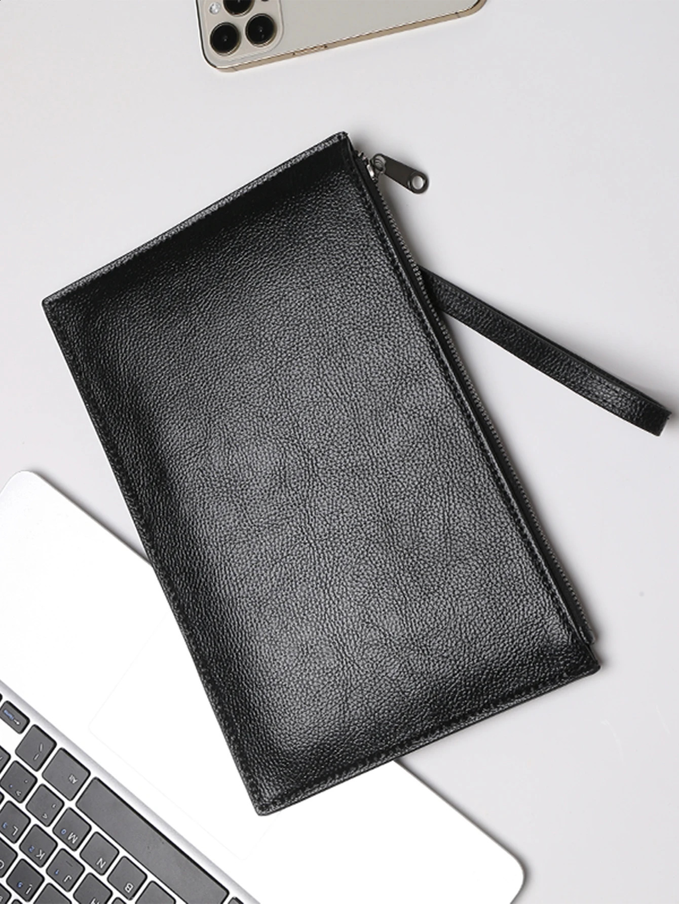 texture mens clutch bag large capacity soft leather handbag trend double bag business mens handbag 240812