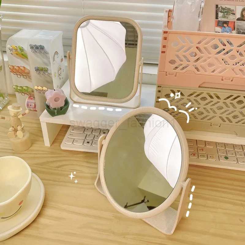 Ins Desktop Stand Makeup Mirrors Cute Rotating Oval Rectangle Women Vanity Cosmetic Mirrors Bedroom Dormitory Home DecorationXJ240813