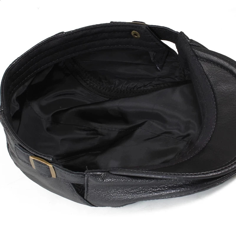 Outdoor Unisex Genuine Leather Duckbill Boina Thin Berets Hats For Men/Women Leisure Black/Brown 54-61cm Fitted Cabbie Bonnet 240805