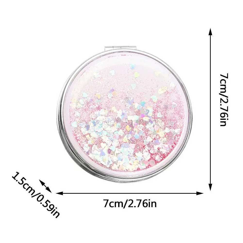 Shiny Quicksand Makeup Mirror Portable Magnifying Hand Pocket Vanity Mirror Standing Makeup Square Foldable Compact Girls C W6K8XJ240813