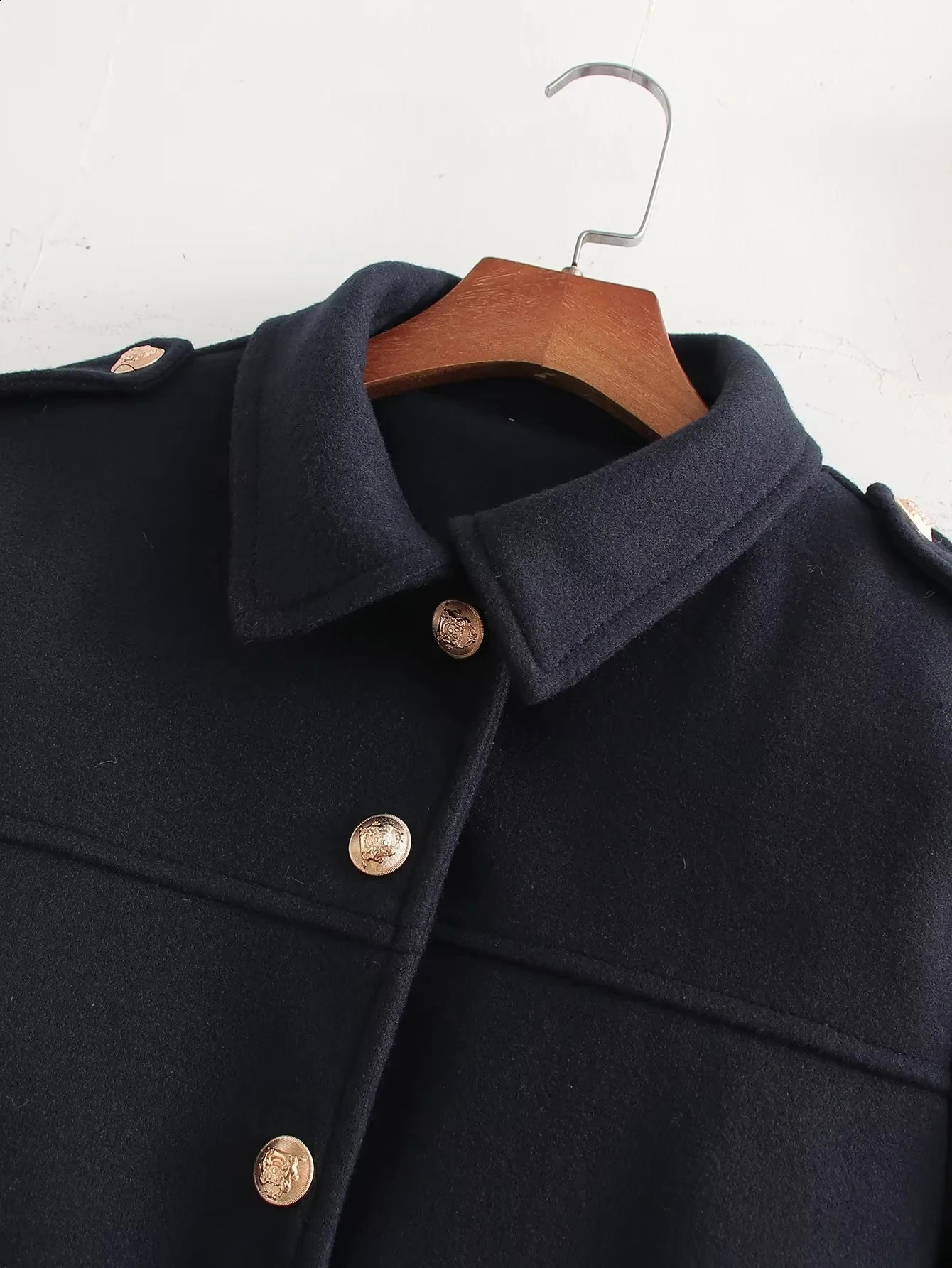 KAOPU ZA Womens Short soft tweed Casual Jacket Women Fashion Spring lapel long sleeve pocket coat 240812