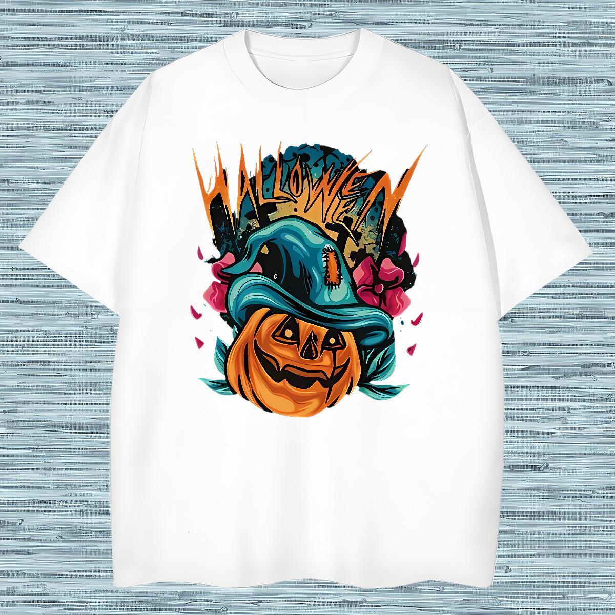 Popular T Shirt For Man pumpkin Crew Neck Outdoor DIY Printed 100% Cotton 230g Men Tops Tees Customized Wear