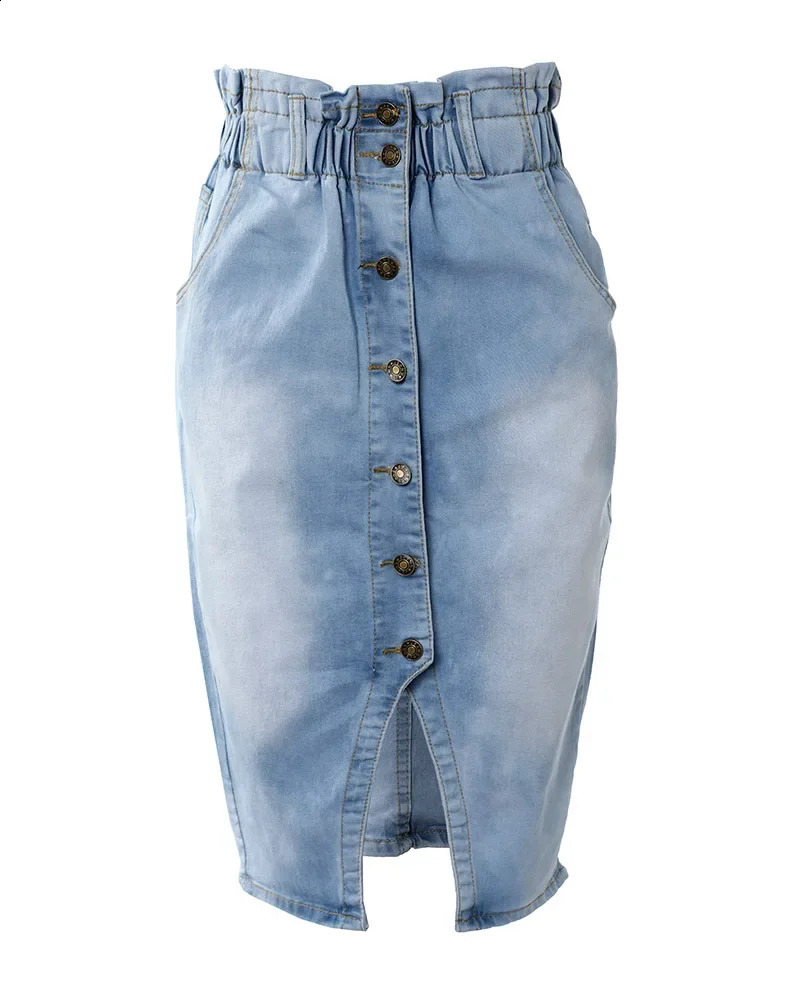 Sheath Sexy Summer Autumn Fashion Button Fly High Waist Denim Skirt Women Slim Casual Skirt Jeans 240812