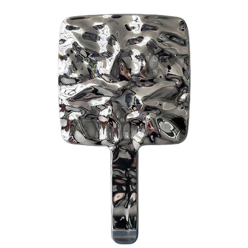 Electroplated Handle Makeup Mirrors Beauty Portable Round Hand Square Hand Small Make Up MirrorXJ240813