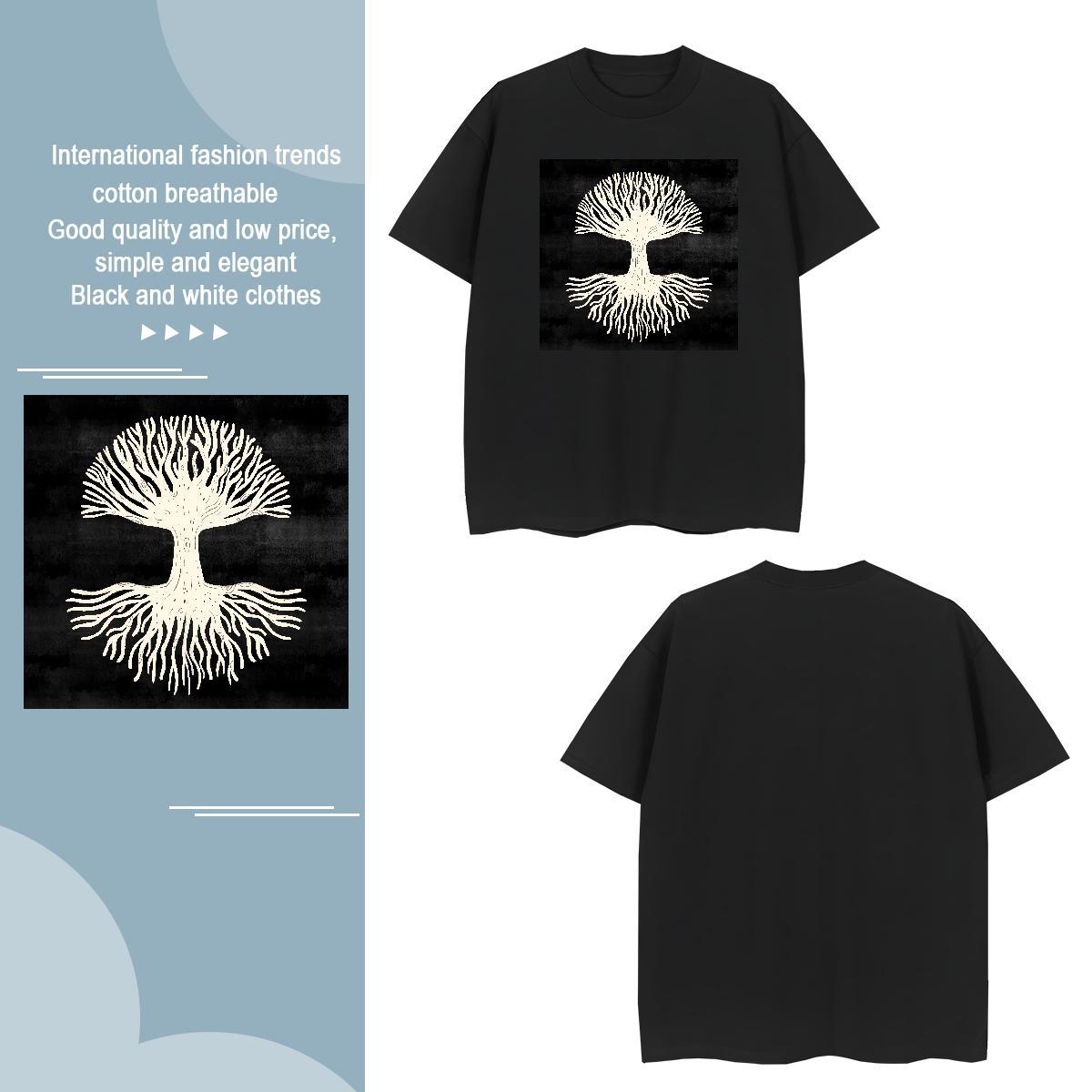 Men T Shirts 230g Pure Cotton tree Daily Outfit Crew Neck Breathable Anime Print Men Tees Wholesale Comfortable Wear