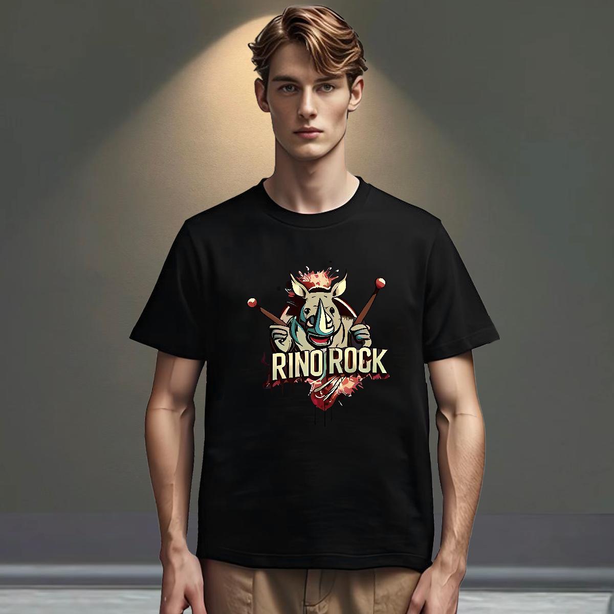 Fashion Tshirts rhinoceros Summer Casual 100% Cotton 230g Polos Breathable Crew Neck Cool Design T-Shirts Asian Size