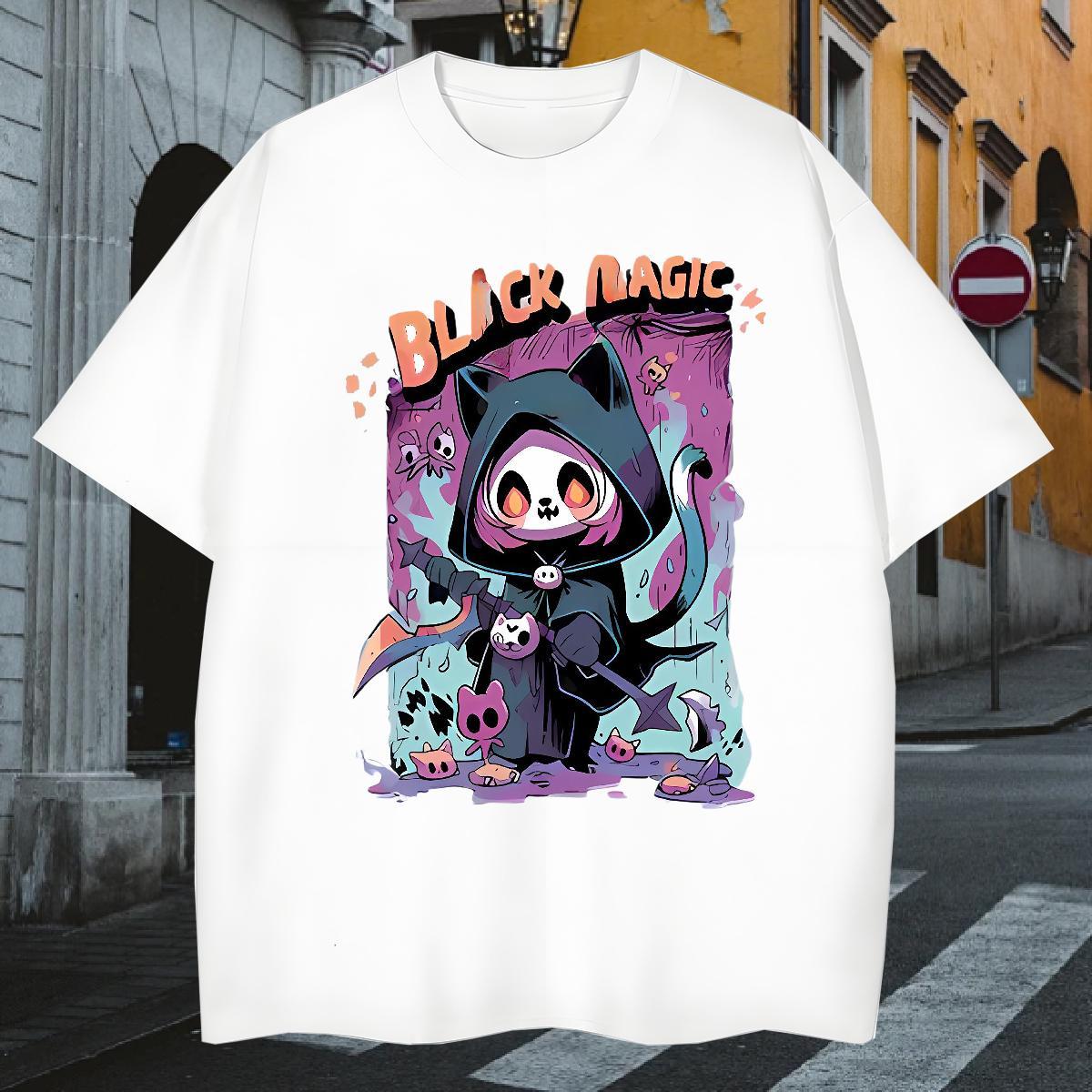 Mens T Shirts 100% Cotton 230g scare Home Outdoor Breathable Crew Neck Plus Size Custom Tshirts 2024 DIY Cool Design Clothes