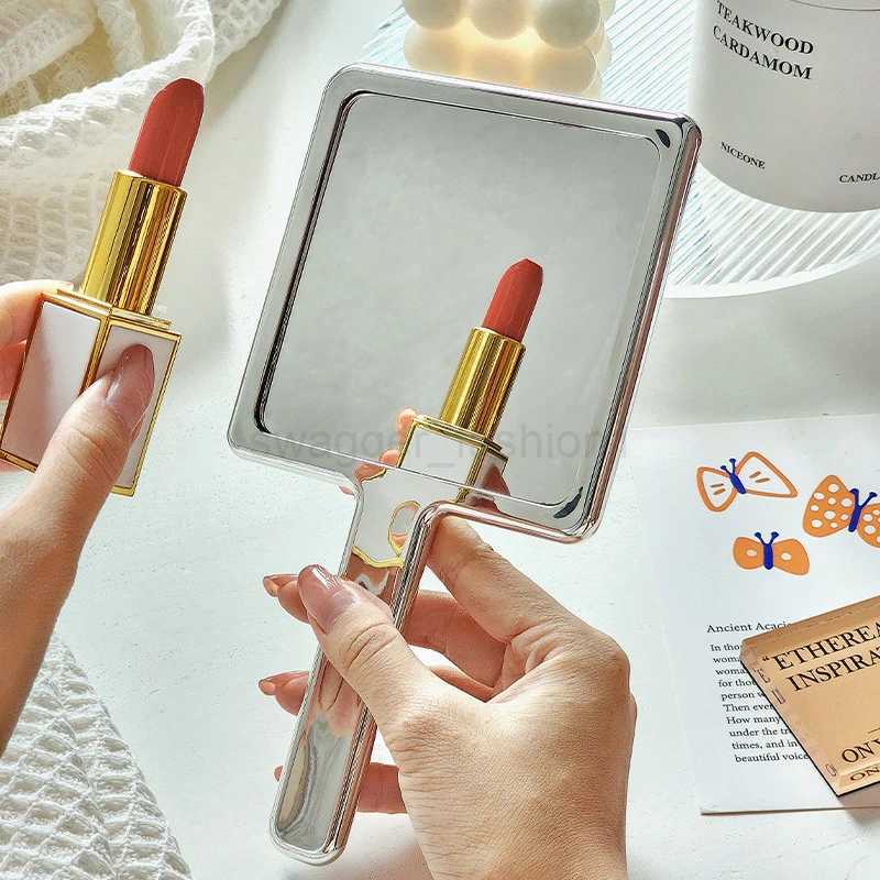 1Pcs Liquid Shape Square Mirror Mini Hand-held Desktop Cosmetic Makeup Mirror Travel Metallic Portable Beauty Mirror For HandbagXJ240813