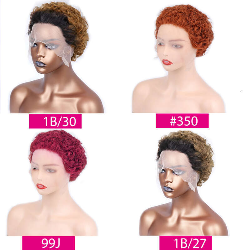 Pixie Cut 6 Inch Short Curly Human Hair 13X1 Transparent Lace Wig Plucked And Bleached Knots Wigs For Black Women