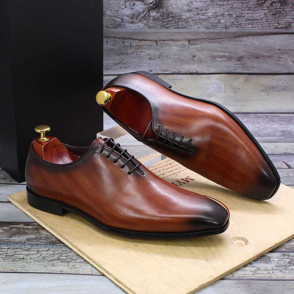 CMM High End Leather Shoes Mens Cowhide Gray Brown Handmade Mens Shoes Mens Wedding Banquet Business Dress Shoes