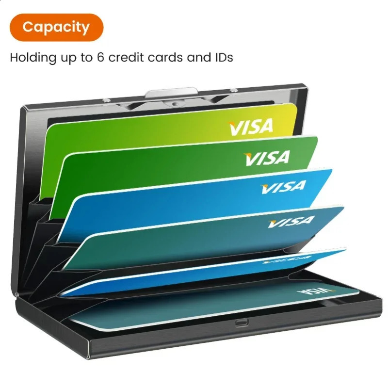 1pc Card Holder Men RFID Blocking Aluminum Metal Slim Wallet Money Bag Antiscan Credit Thin Case Small Male 240812