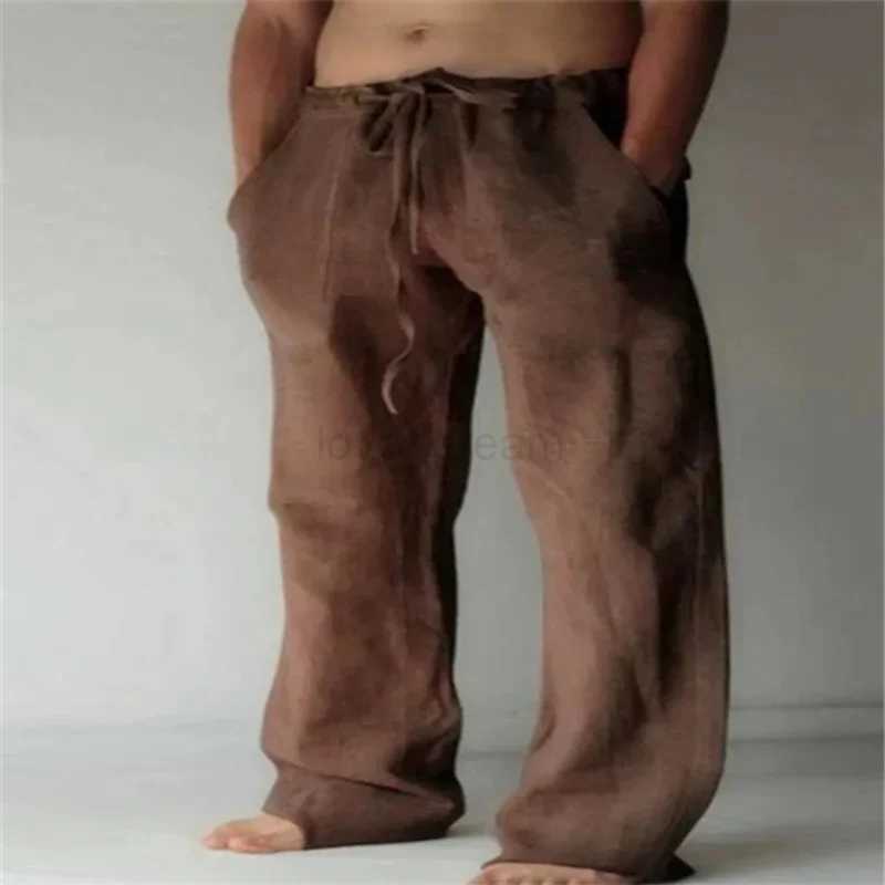 Men Cotton Linen Pants Full Length Breathable Trousers Casual Sweatpants Solid Color Loose Sports Pant Male Streetwear TrouserXJ240813