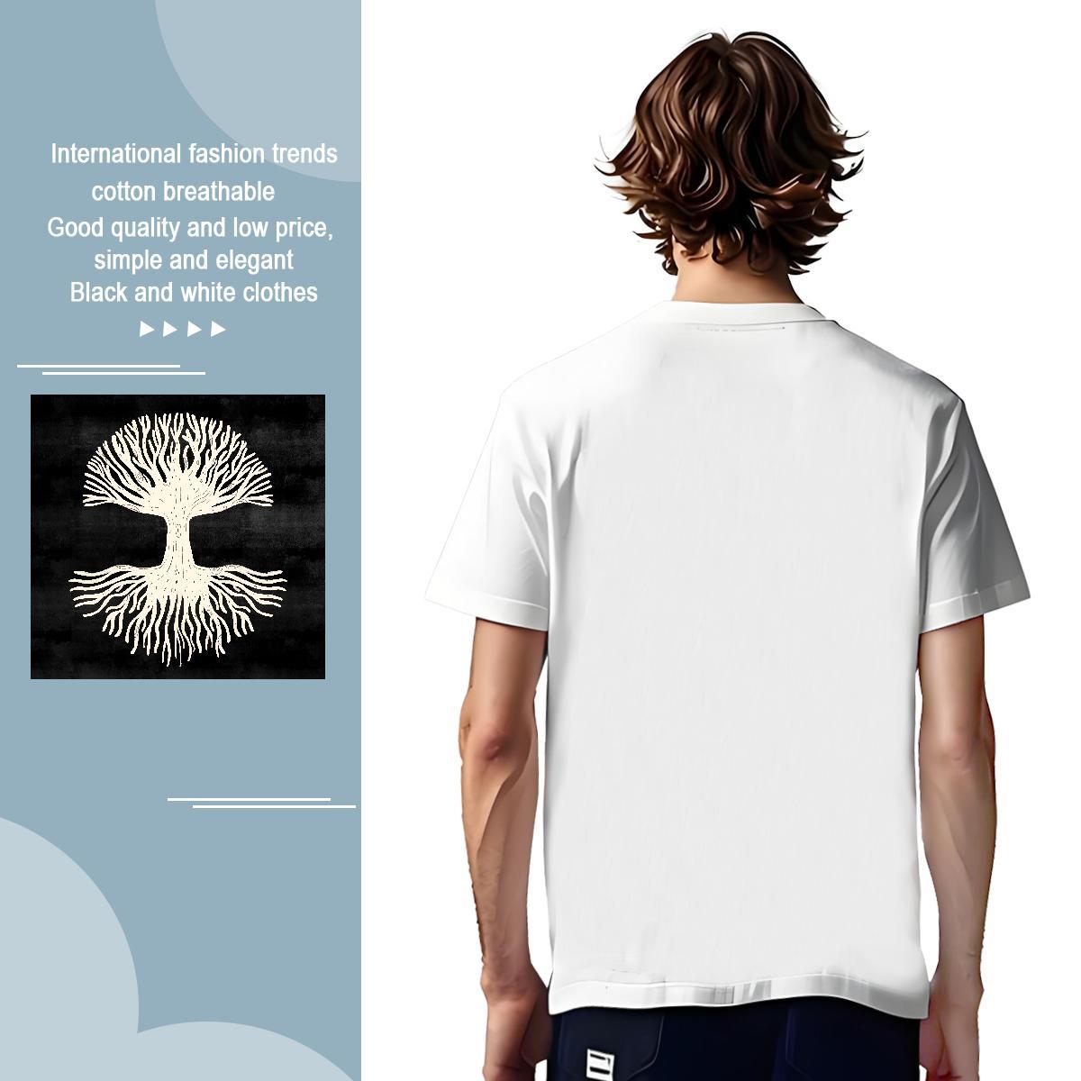 Men T Shirts 230g Pure Cotton tree Daily Outfit Crew Neck Breathable Anime Print Men Tees Wholesale Comfortable Wear