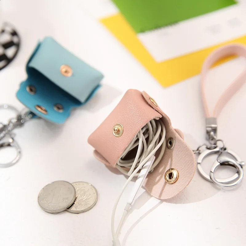 Cute Coin Purses Bags Soft Leather Housekeeper Keychain Wallet Pouch Mini Portable Storage Bag Small Earphone Box 240812