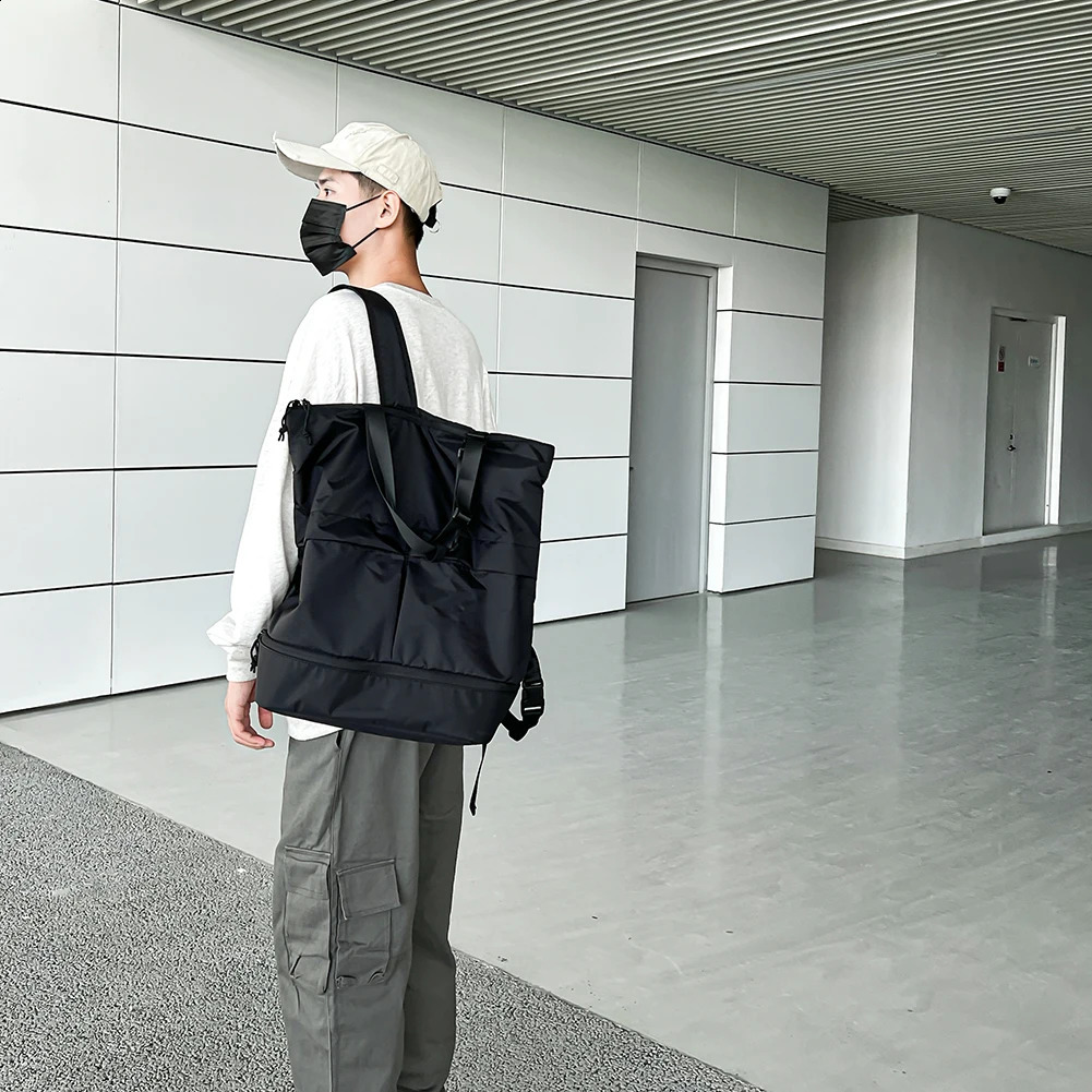 Unisex backpack large capacity student nylon waterproof womens fashionable portable casual handbag 240813