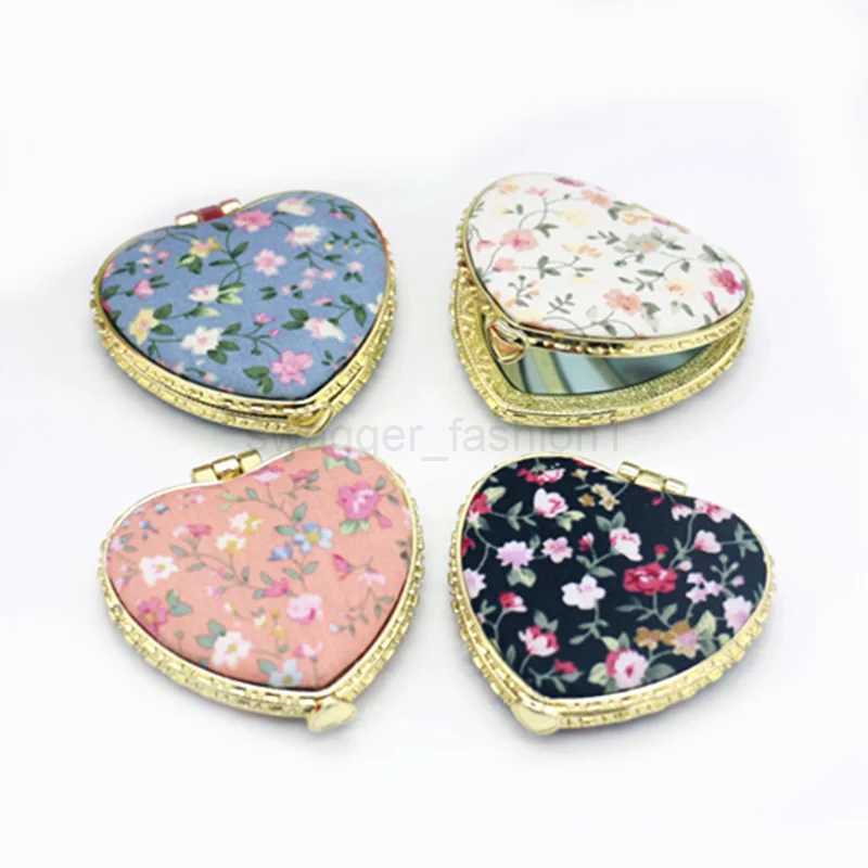 Pocket Floral Mirror Mini Makeup Compact Portable Two-side Folding Make Up Mirror Women Vintage Cosmetic Make Up For GiftXJ240813