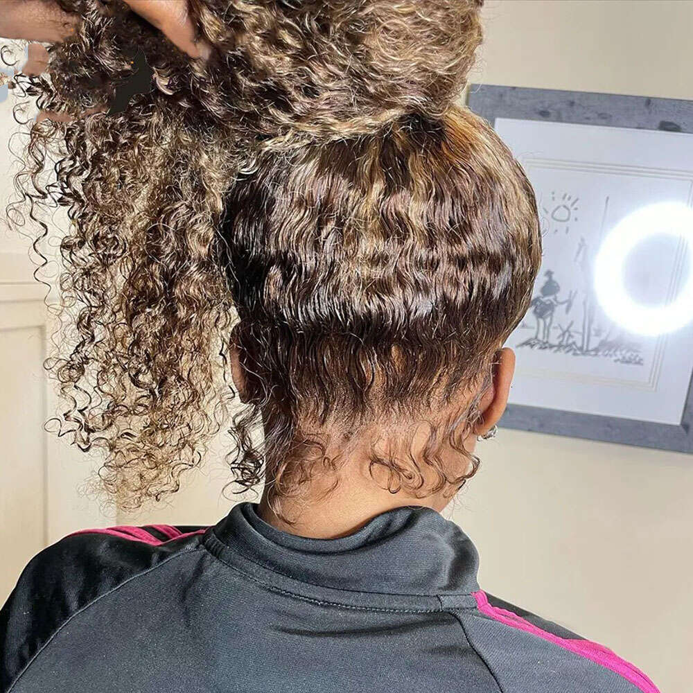 Highlight Water Wave Human Hair Highlighted Curly Front Wigs For Women Brazilian HD Lace Closure Wig Preplucked On Sale