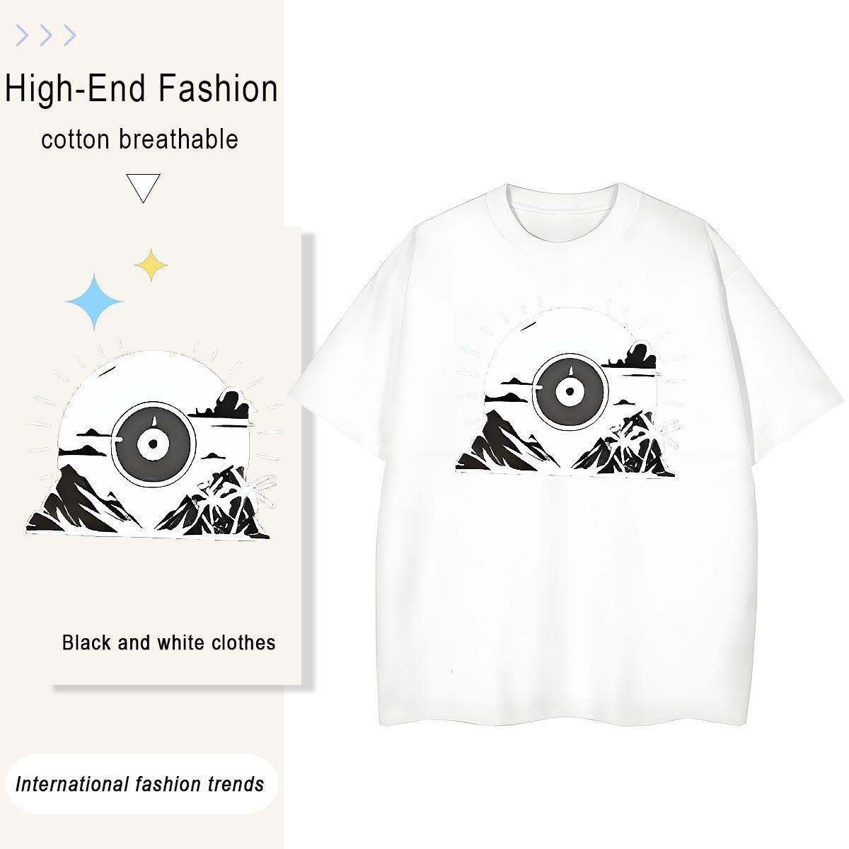 Designer Couples T Shirts Casual 230g Cotton DIY Logo Oversized Breathable Crew Neck mountains T-Shirts for Men Fashion Tops