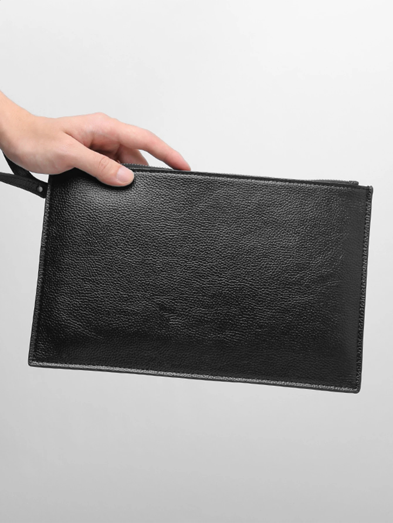 texture mens clutch bag large capacity soft leather handbag trend double bag business mens handbag 240812
