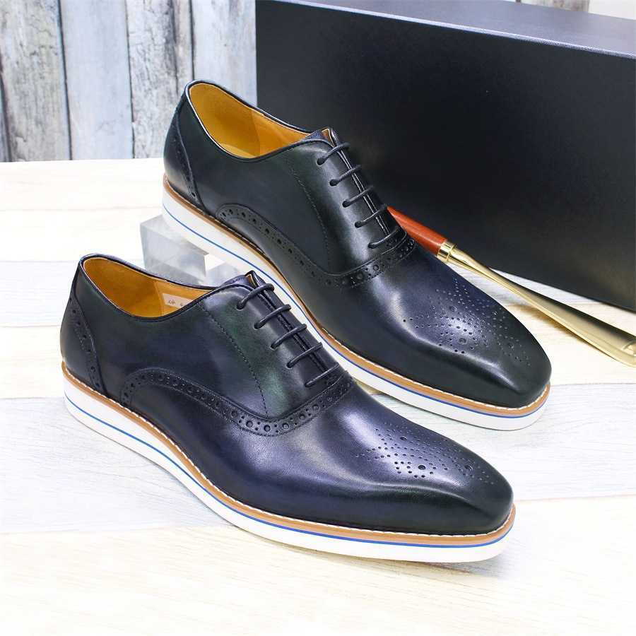 CMM Mens Leather Shoes Leather and Cowhide Casual Shoes Mens Flat Bottomed Comfortable Handmade Shoes Office Banquet Business Leather Shoes Mens Shoes