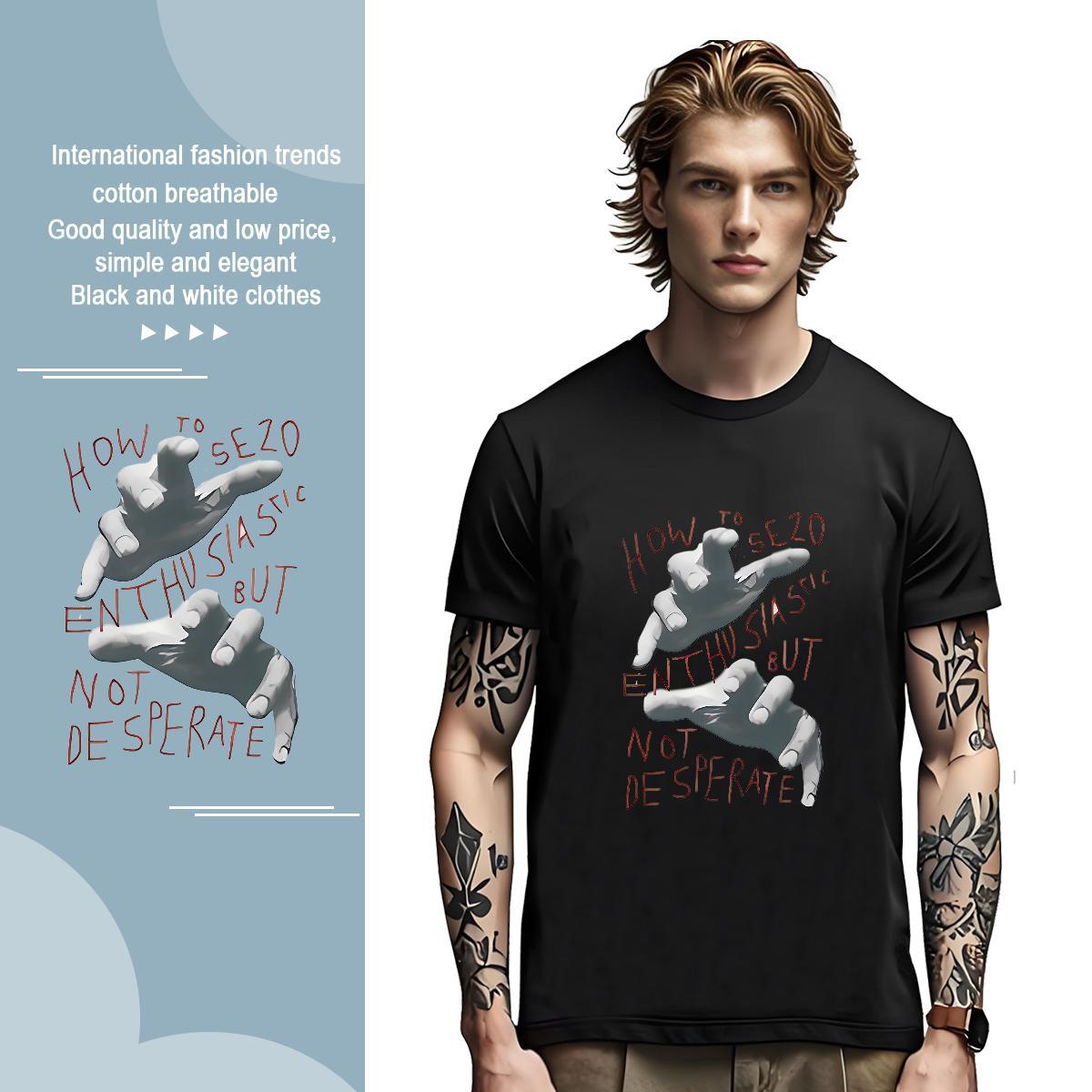 T-Shirts 230g 100% Cotton hands Hip Hop Street Pure Cotton Custom Big Size Men Tops Tees 2024 Wholesale Tees Shirts