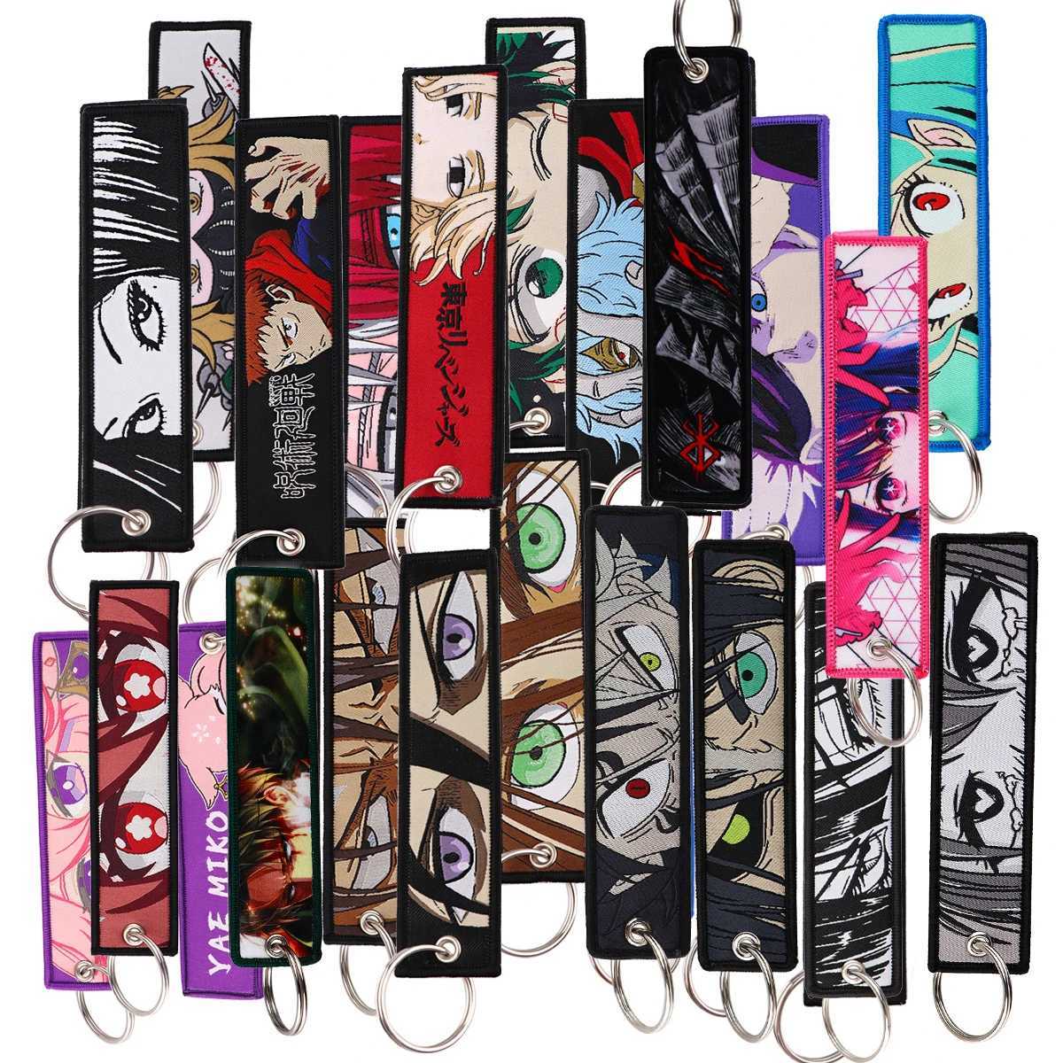 Japanese Anime Cool Embroidery Keychain Fobs Key Tags Motorcycle Car Backpack Chaveiro Keychain Friends Fashion Keyring Gifts W240808
