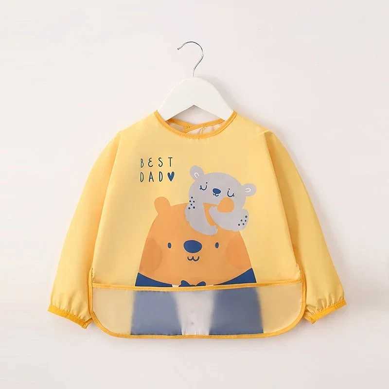 Bibs Burp Cloths Little Boy Girl Painting Smock Babys Soft Waterproof Bib Child Meal Eating Apron with Long Sleeves Kid Adjustable Feeding ClothL4812