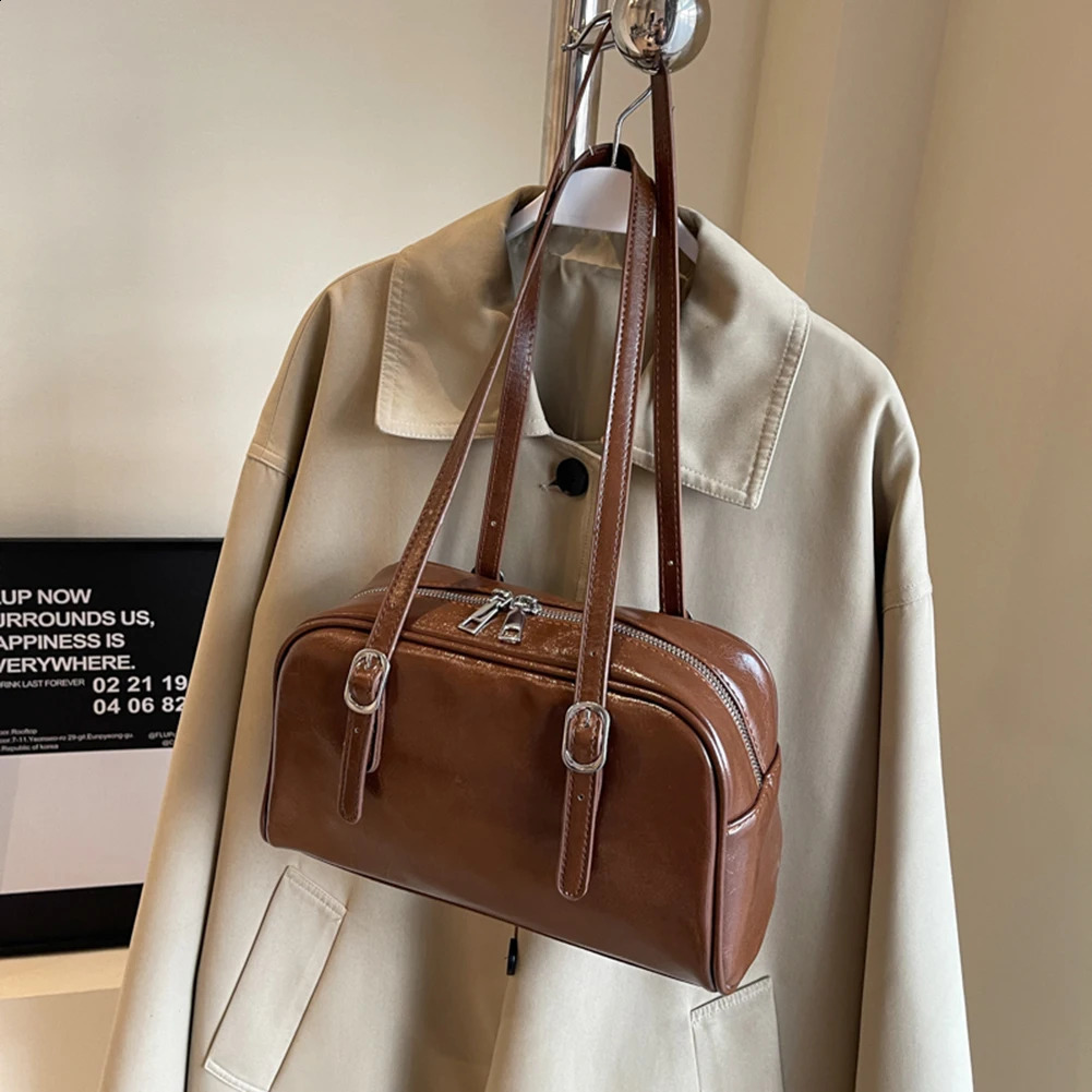 Womens Shoulder Bag Solid Color Boston with Adjustable Strap Casual Work Shopping Travel 240813