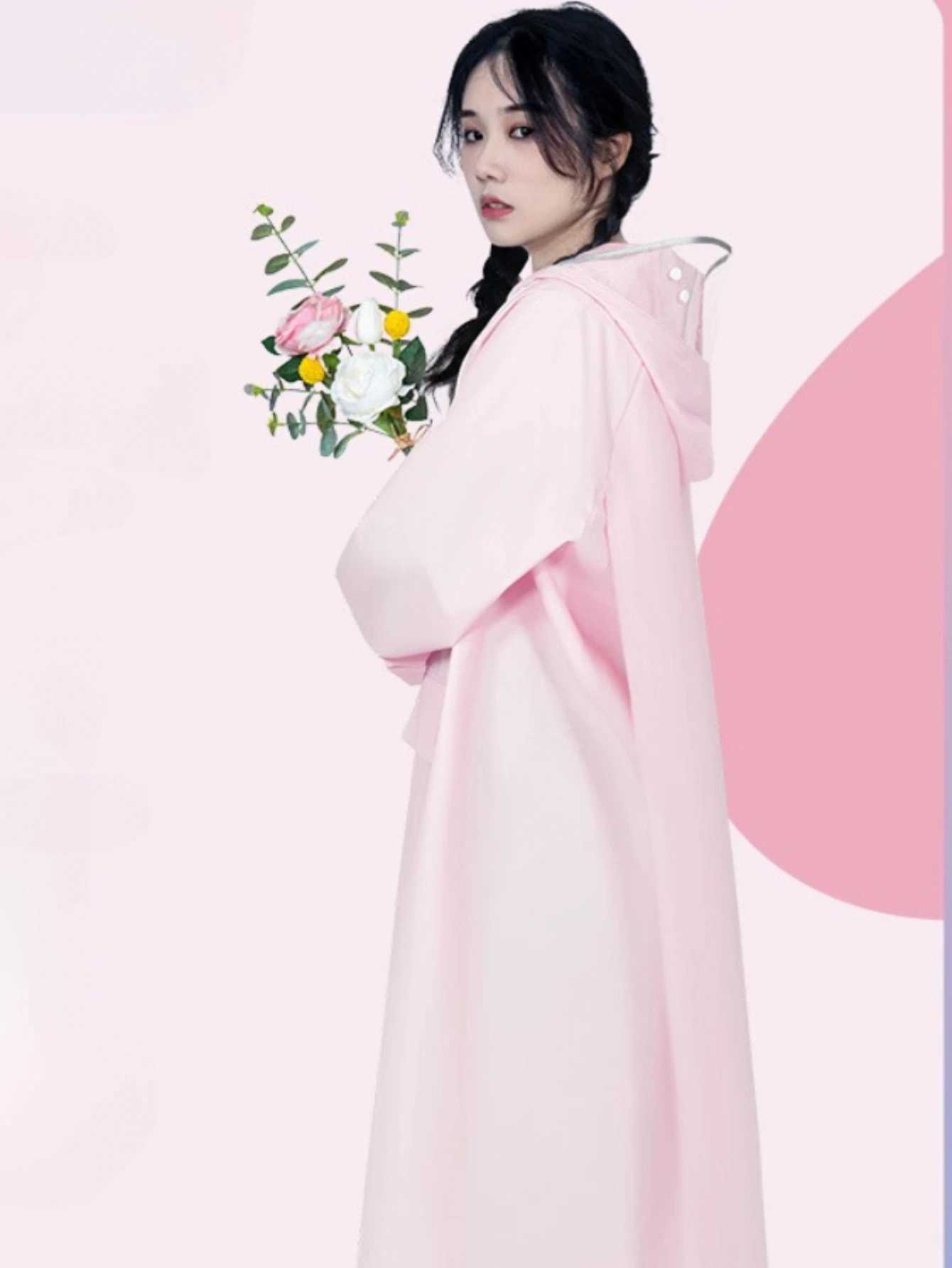 New Fashion Raincoat Women Long Rain Coat Poncho Ladies Waterproof Lengthen Raincoat Adults Windproof Rain wear Y240810