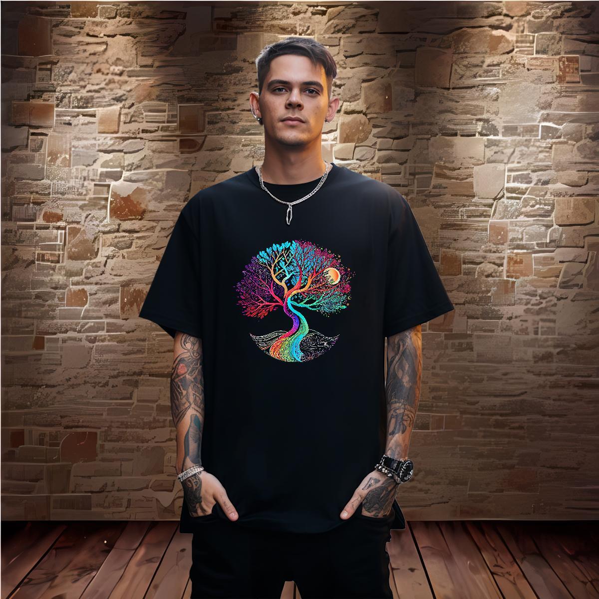 Mens T Shirts 100% Cotton 230g tree Anime Printing Street Short Sleeve O-Neck Oversized 3XL 4XL Couples T Shirts Designer Fashion High Quality Polos