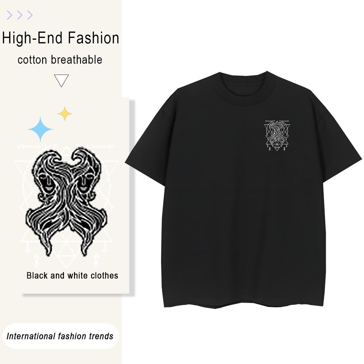 Man T Shirts 230g 100% Cotton creature Home Outdoor Pure Cotton Custom Cartoon Tshirt for Man Woman Factory Direct Loose Fit Tops Shirt