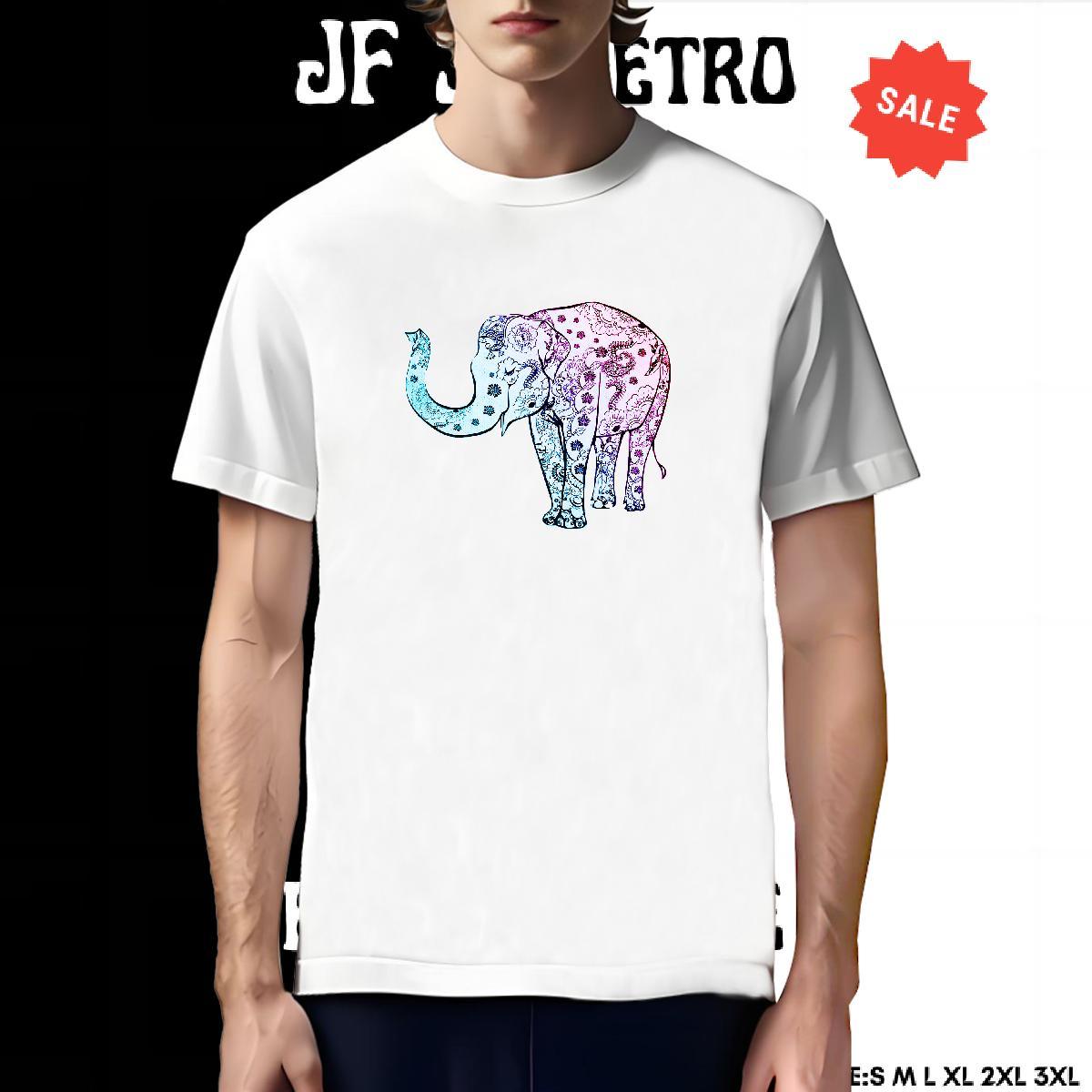 Comfortable Men T Shirts Elephant O-Neck Short Sleeve High Street Hip Hop Anime Print 230g Cotton Men Tops Tees Free Shipping Tshirts