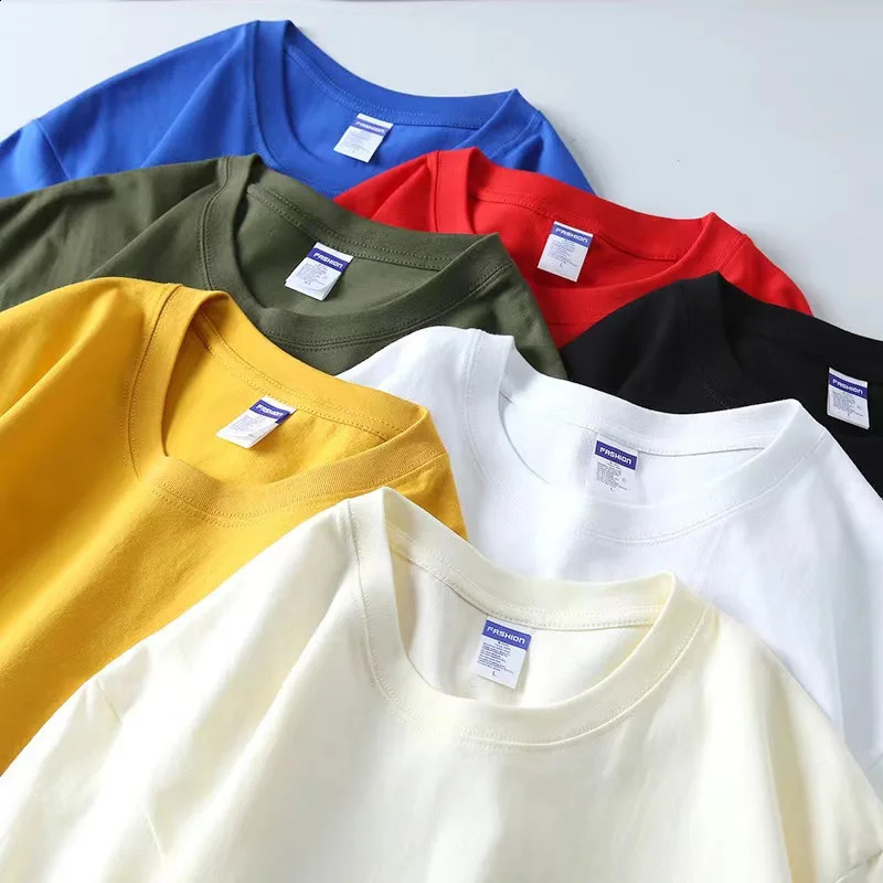 Solid colour cotton long-sleeved T-shirt men loose casual hoodie spring and autumn bottoming shirt round neck 240812