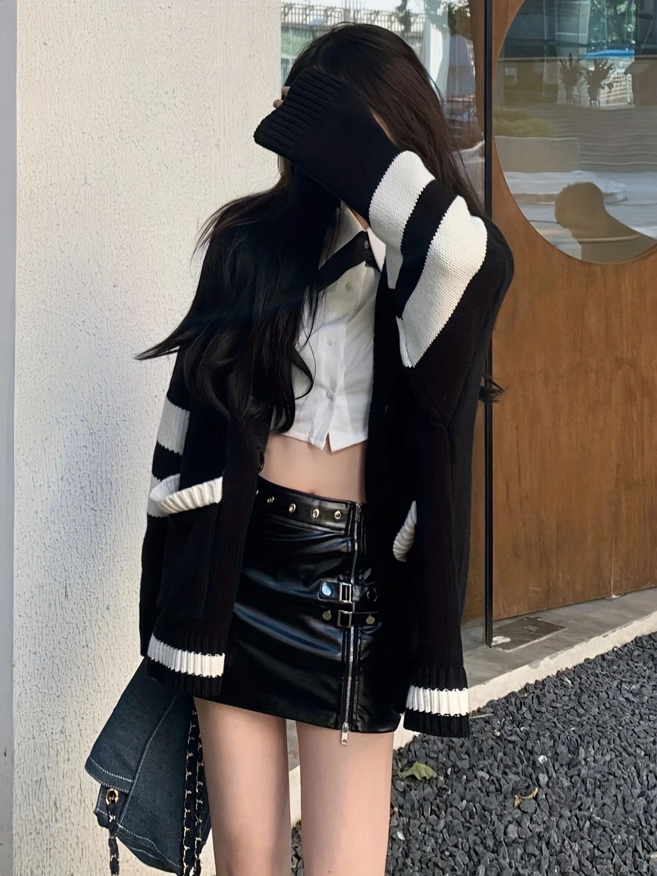 Sweet College Style Letter Embroidery V-Neck Vintage Preppy Cardigan Sweater WomenS Loose Long-Sleeved Coat 240812