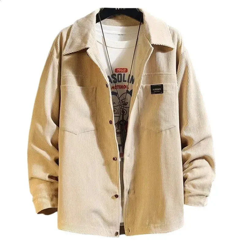 Autumn fashion mens denim work jacket loose fit classic top student casual clothing regular length 240812