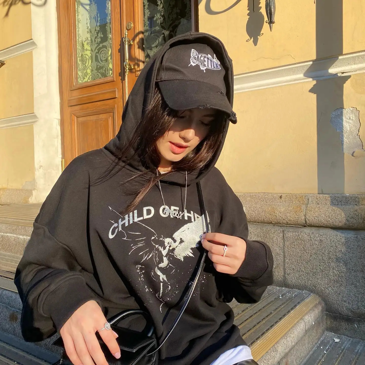 Classic Vintage Womens Printed Pattern Loose Pullovers Casual Streetwear Fashion Oversized Gothic Hoodies Harajuku Hoodies 240812