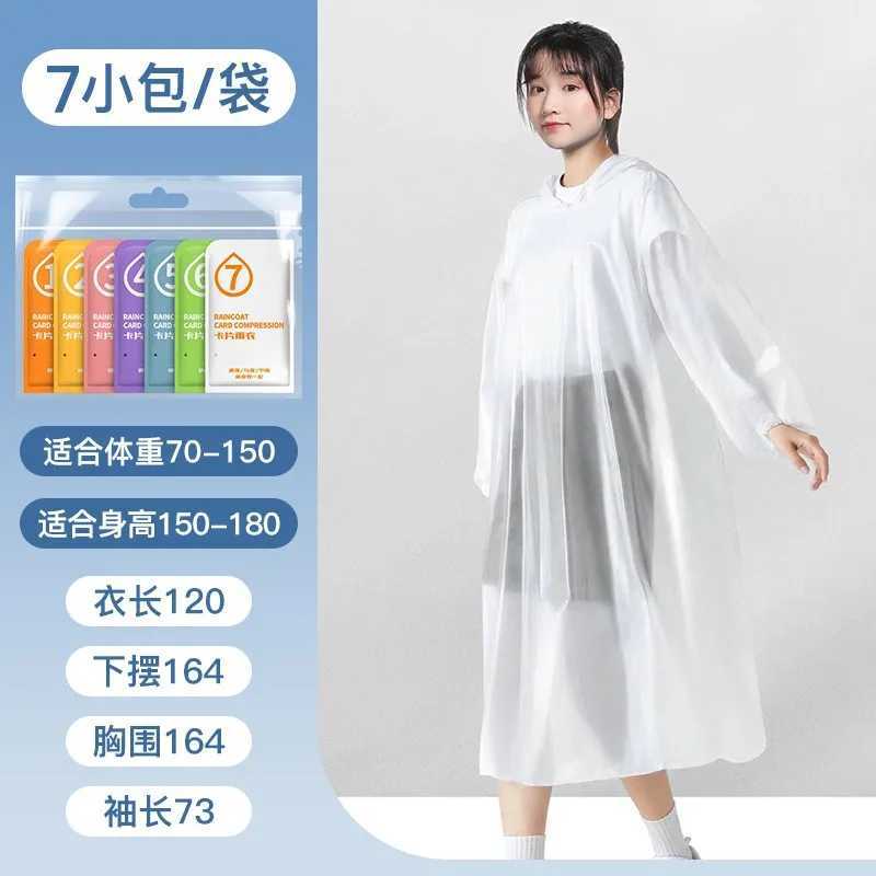 Child and Adult PE Rain card disposable and portable poncho for outdoor tour climbing fishing colorful long raincoat Y240810