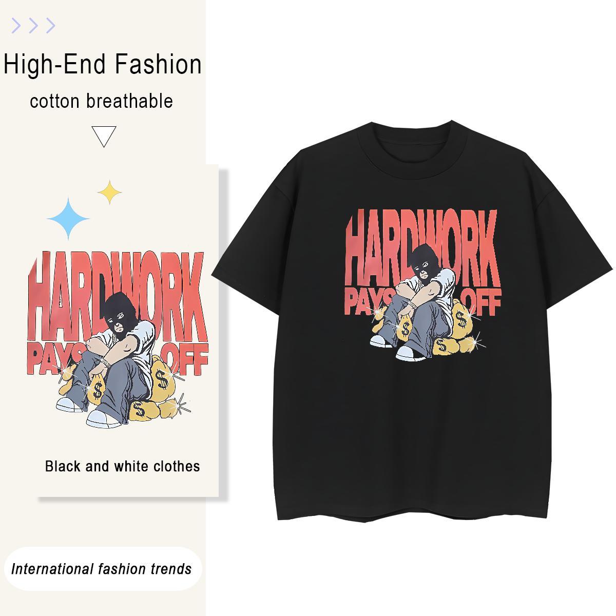Classic Couples T Shirts Hip Hop 100% Cotton 230g Black Oversized Breathable Short Sleeve money T Shirt For Man Stylist Tshirts