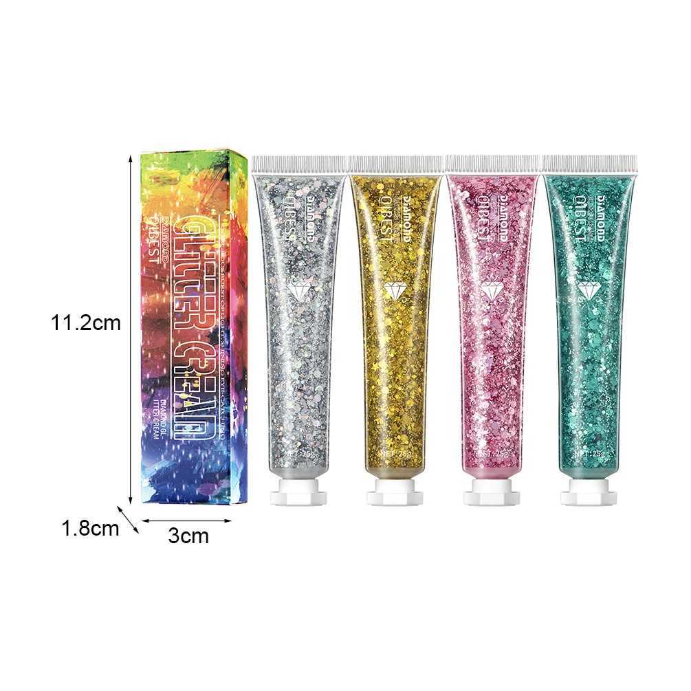 QIBES Eye Glitter Nail Hair Body Face Glitter gel Glitter Art Loose Sequin Cream Festival Glitter Decoration Party W240812