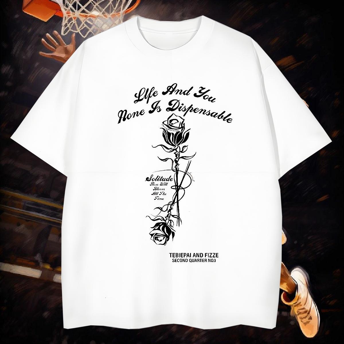 Designer Fashion Men Clothes T-Shirt flower Daily Wear 100% Cotton 230g Tops Crew Neck Breathable Unisex T Shirt For Man Customized Print