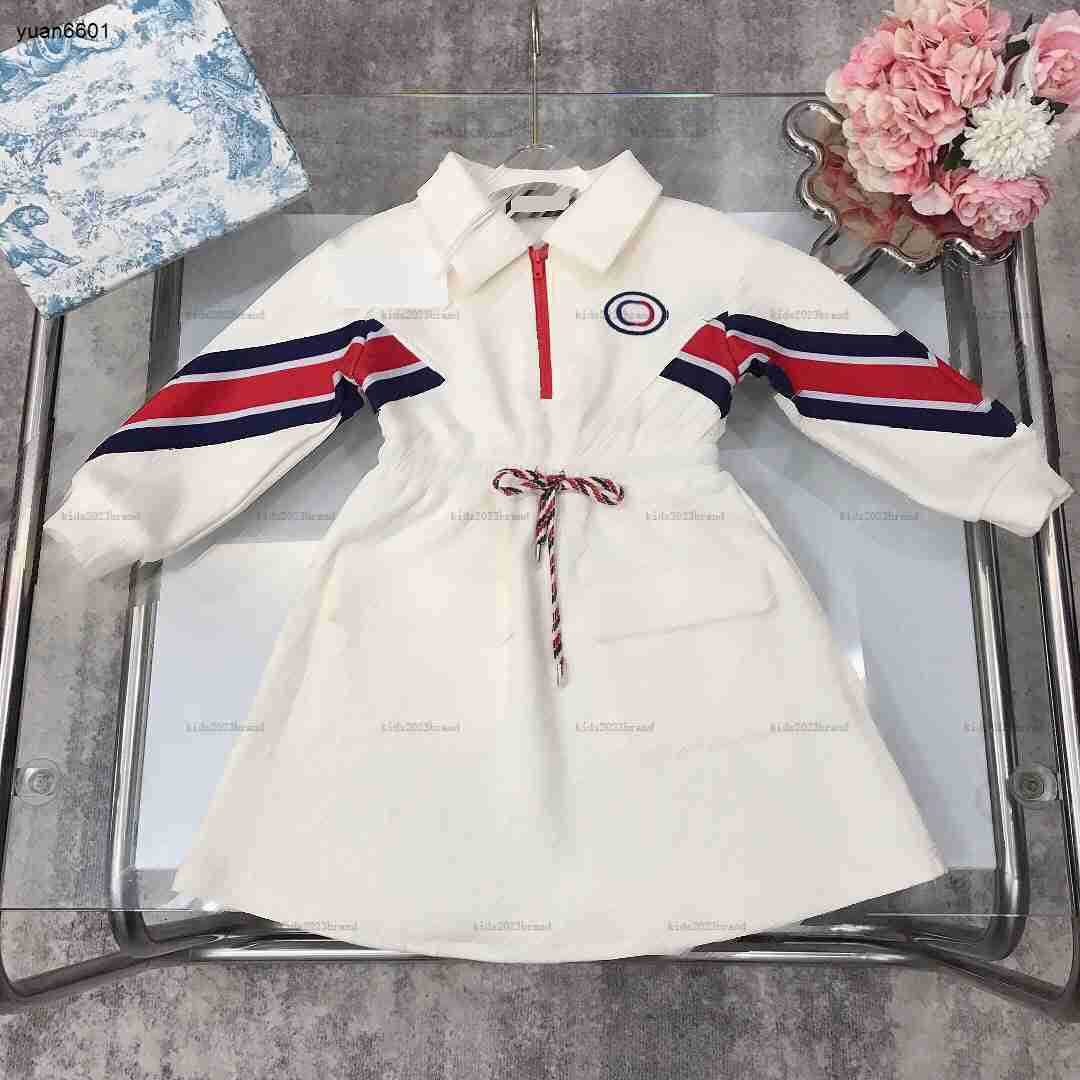 New designer girl partydress Logo jacquard child dress Size 100-150 Embroidered logo baby skirt POLO collar Kids frock