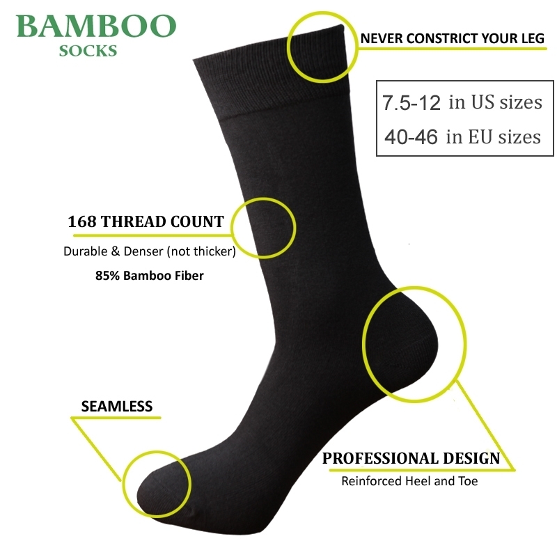Matchup Men Bamboo Grey Socks Breathable Antibacterial Man Business Dress 6 Pairslot 24