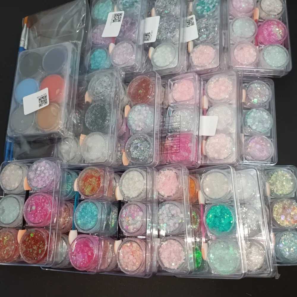 6 cans/set laser sequins gel facial body glitter eye shadow cream color sequins body cream stage nightclub halloween party makeup W240812
