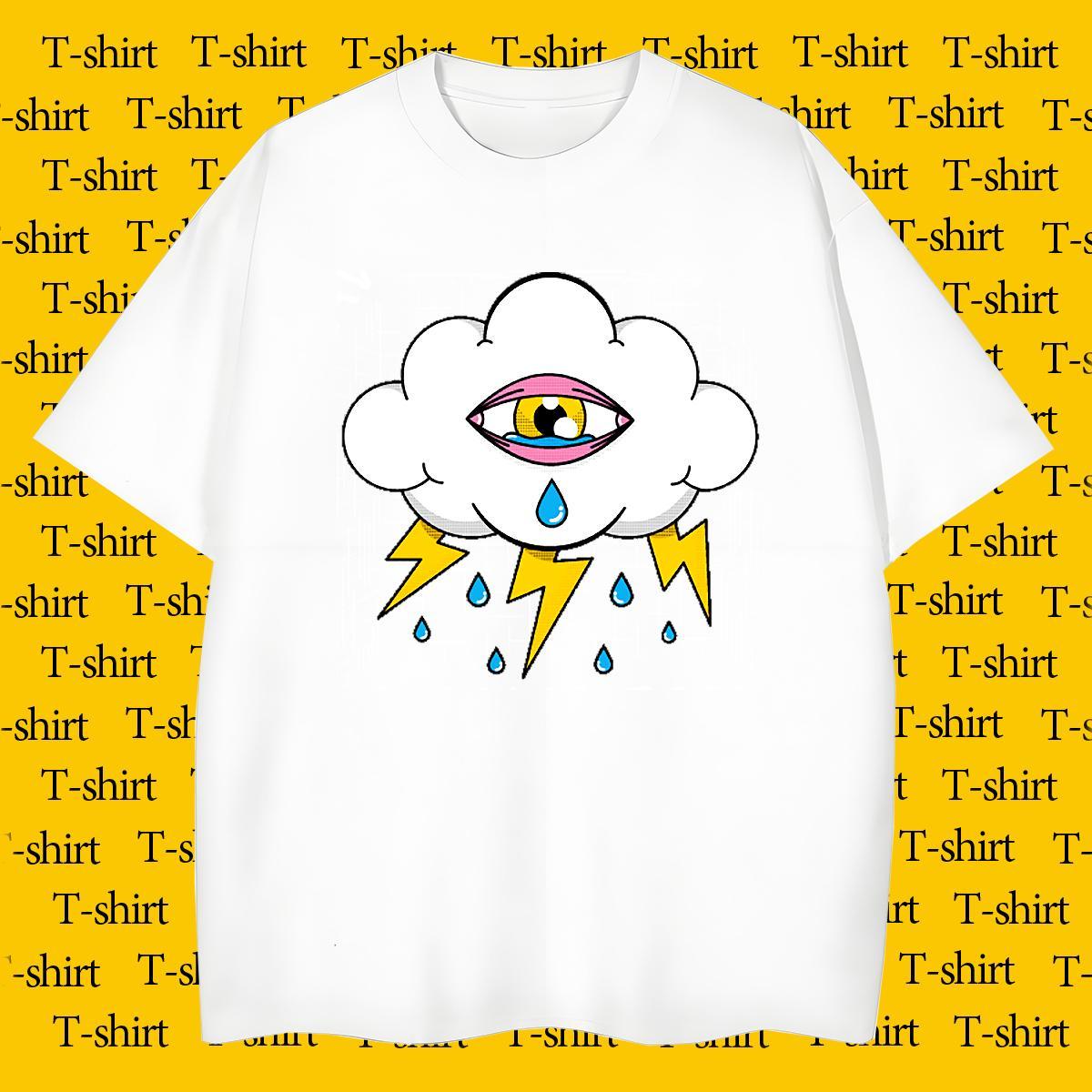 Man T Shirts 230g Cotton eyes Anime Printing Street Round Neck Short Sleeve Graphic Couples T Shirts Wholesale TOP Quality Tees