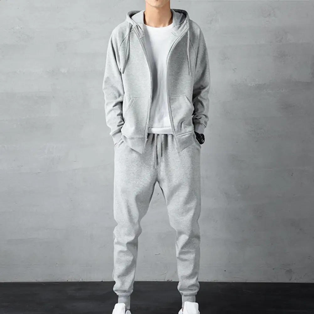 Men Sweatshirt Sweatpants Pants Set Autumn Men Tracksuit Sports Hoodie Drawstring Jogger Suit Trendy Hoodie Pants Two Piece Set 240813