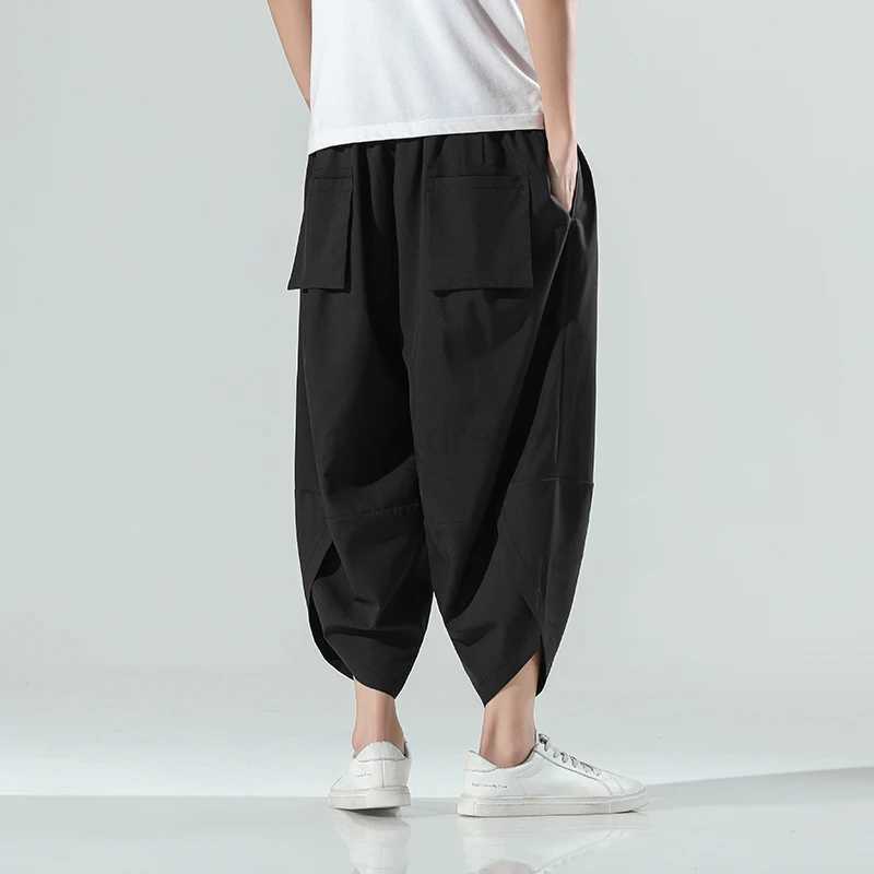 Vintage Harem Joggers Men Calf-Length Pants Streetwear 2024 Solid Color Casual Summer Pants Male Harajuku Fashion TrousersXJ240813