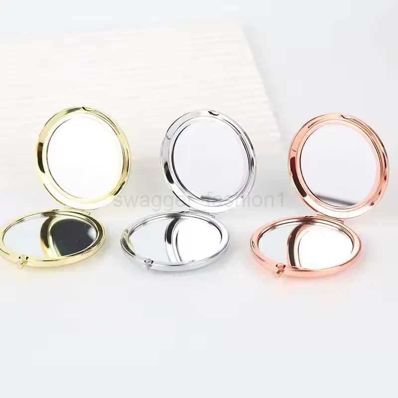 Accept Custom Blank Metal Makeup Double Handbag Pocket Mirror for Wedding Holiday GiftXJ240813