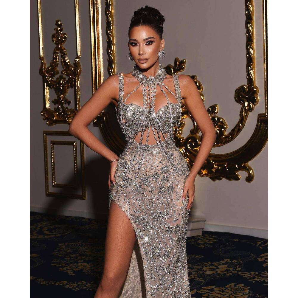 Mermaid Sparkg Gown Wedding Dresses Appliques Crystals Lace Bridal Gowns Big Halter Vestidos De Novia Custom Size Colour s