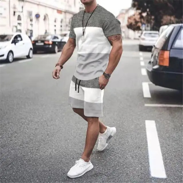 Summer Men T-shirt Sets For Male Sport Tracksuit Vintage Short Sleeve SHirt Shorts Pants Suit 3D Print Oversize Two Piece Outfit 240813