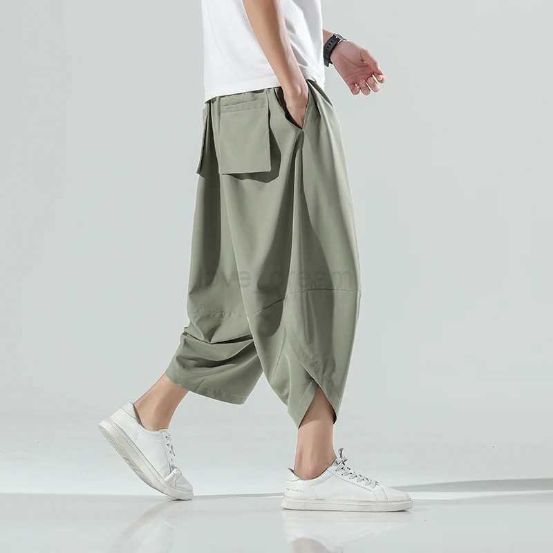 Vintage Harem Joggers Men Calf-Length Pants Streetwear 2024 Solid Color Casual Summer Pants Male Harajuku Fashion TrousersXJ240813
